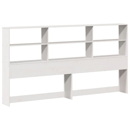 White Solid Pine Wood Bookcase Bed, Super King 180x200 cm