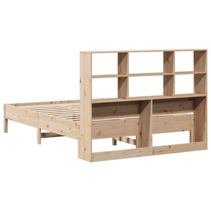 Solid Pine King Bookcase Bed Frame 150x200 cm - No Mattress Included