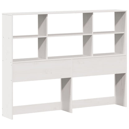 White Solid Pine Bookcase Bed Frame 140x200 cm (Mattress Excluded)