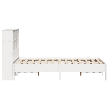 Solid Pine Bookcase Bed Frame White 120x200 cm - No Mattress