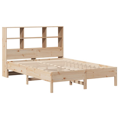 Solid Pine Wood Bookcase Bed, 140x190 cm, No Mattress Included