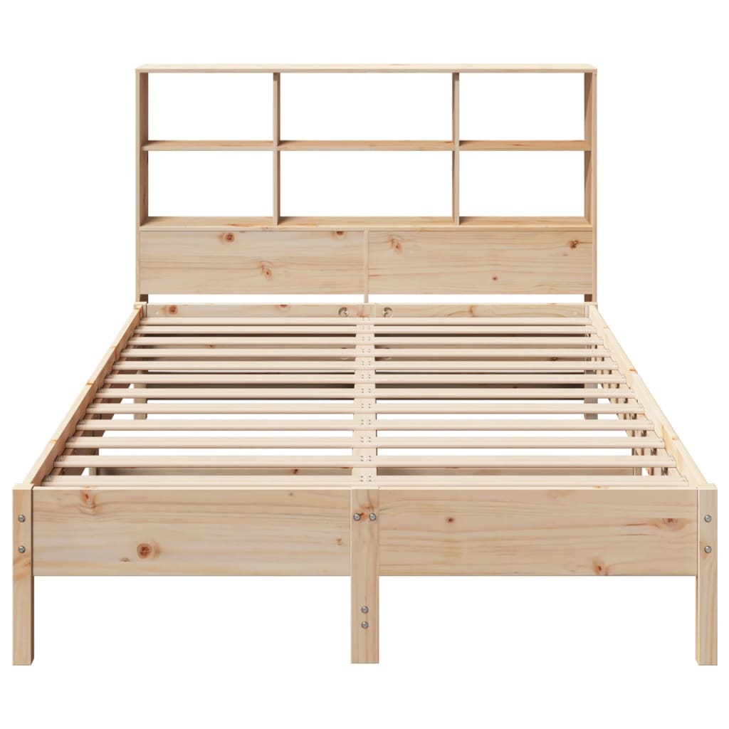 Solid Pine Wood Bookcase Bed, 140x190 cm, No Mattress Included