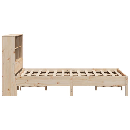 Solid Pine Wood Bookcase Bed, 140x190 cm, No Mattress Included