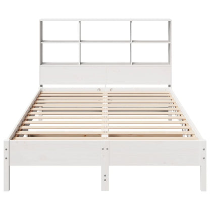 White Pine Solid Wood Bookcase Bed Frame 120x190 cm - Small Double