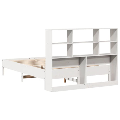 White Pine Solid Wood Bookcase Bed Frame 120x190 cm - Small Double