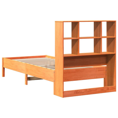 Wax Brown Solid Pine Bookcase Bed Frame 75x190 cm Small Single