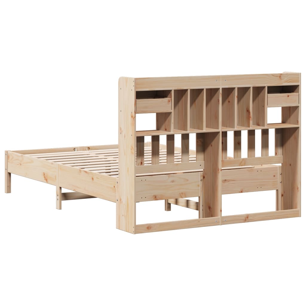 Bookcase Bed without Mattress 150x200 cm King Size Solid Wood Pine