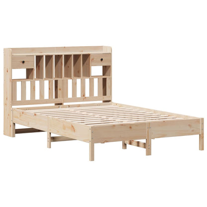 Solid Pine Bookcase Bed 140x200 cm - Mattress Not Included