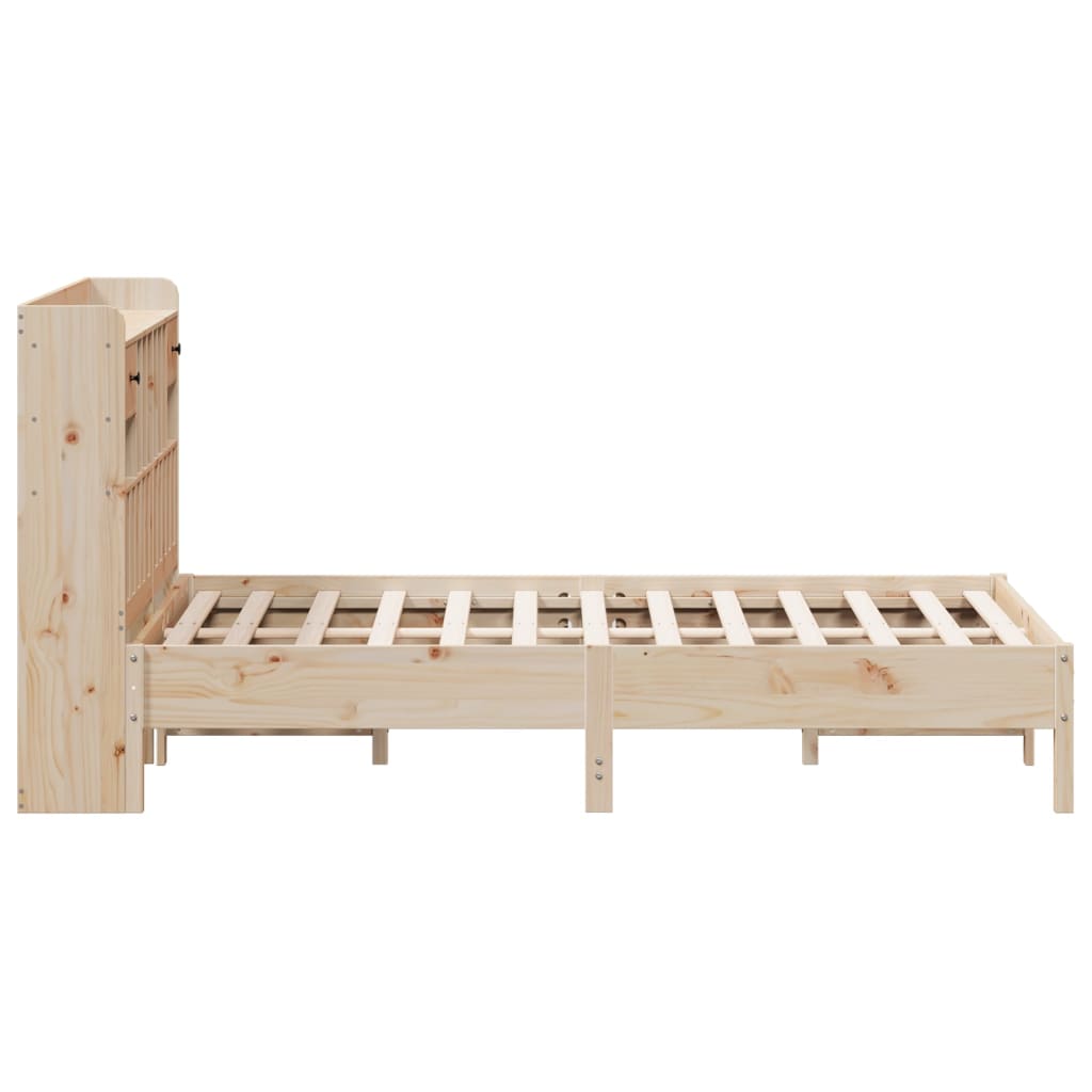 Solid Pine Bookcase Bed 140x200 cm - Mattress Not Included