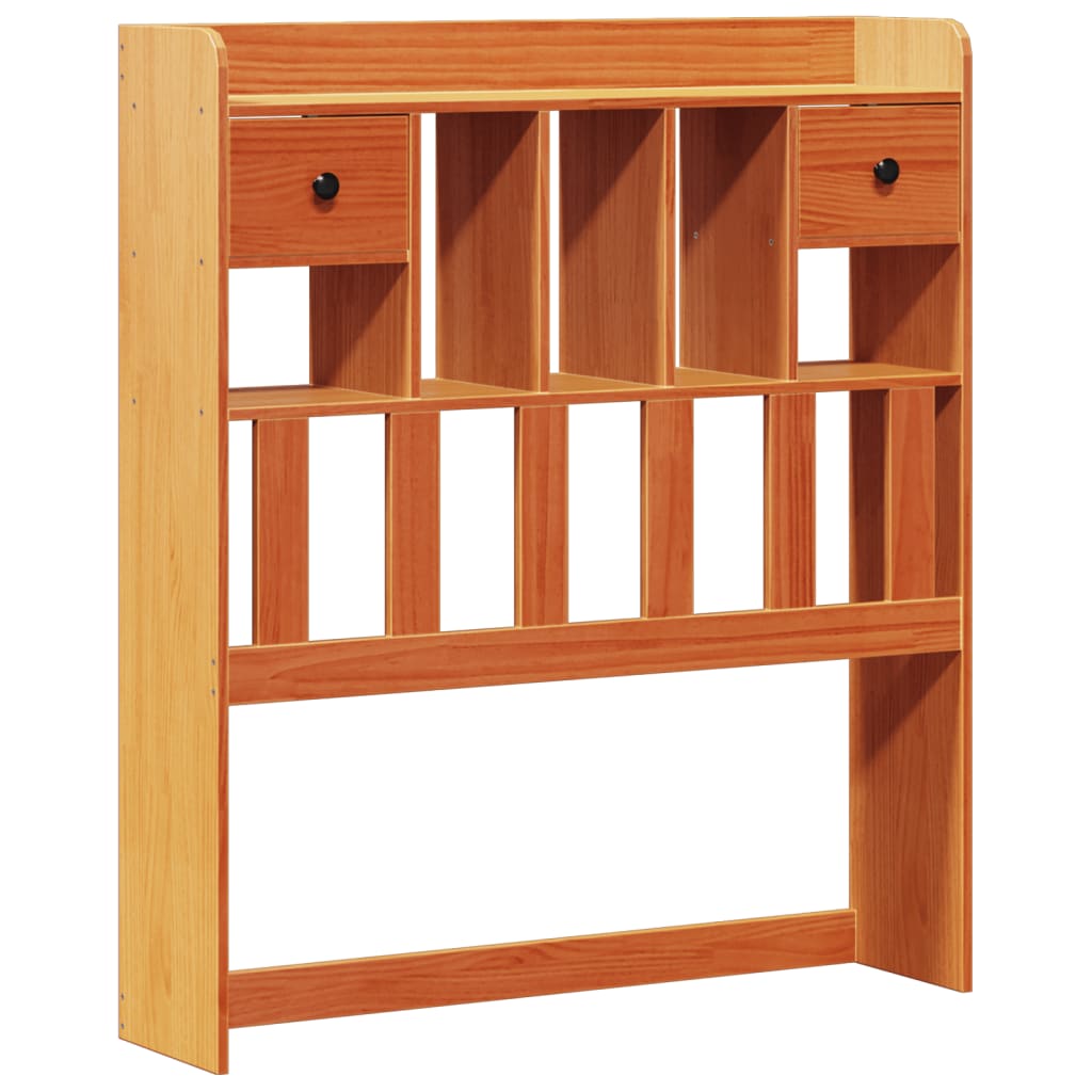Solid Pine Bookcase Bed Frame 100x200 cm, Wax Brown Finish