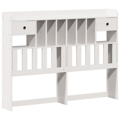 Solid Pine Wood Bookcase Bed (No Mattress), White, 140x190 cm