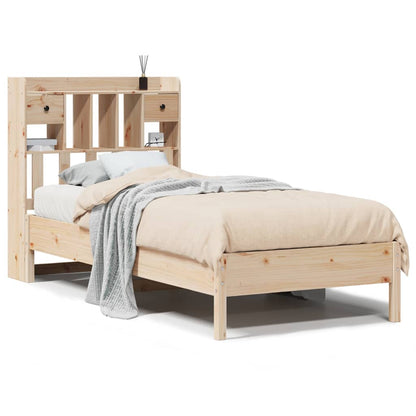 Solid Pine Wood Bookcase Bed Frame 75x190 cm Small Single