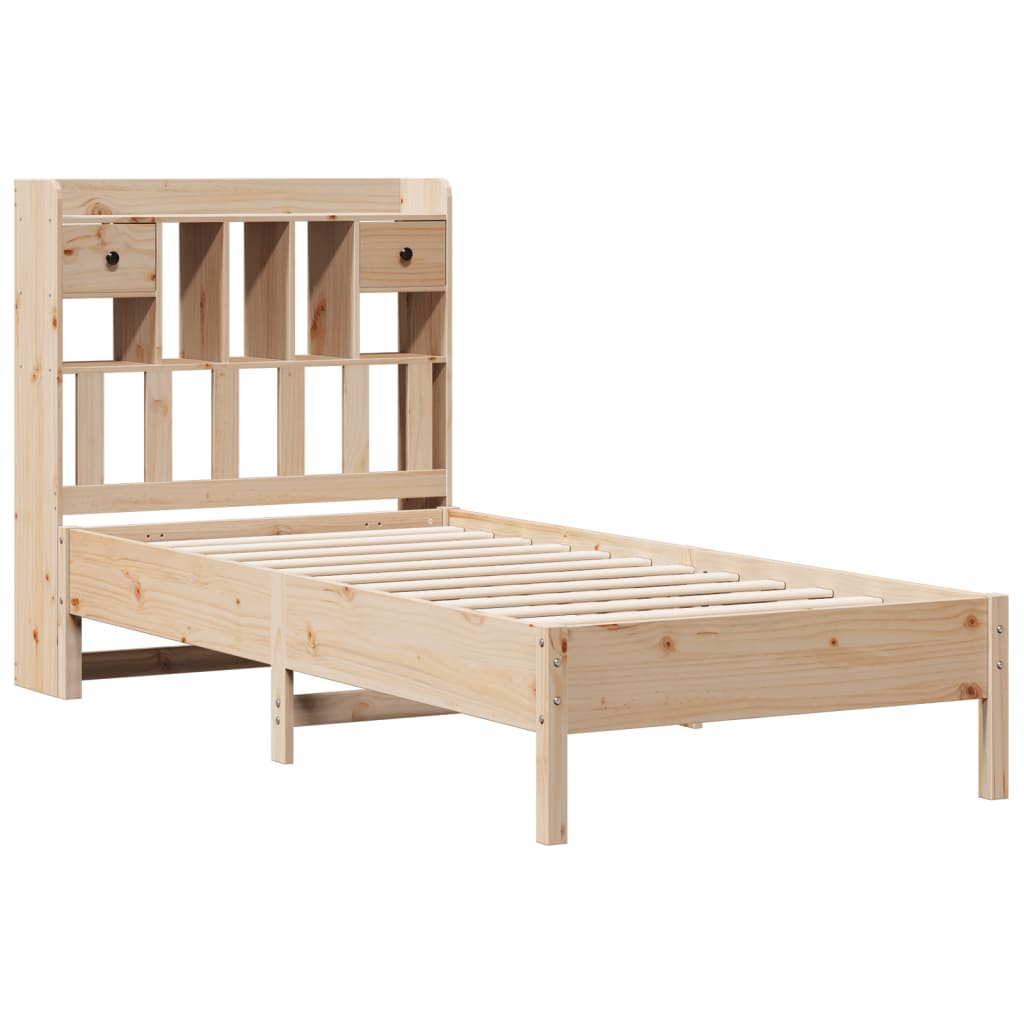 Solid Pine Wood Bookcase Bed Frame 75x190 cm Small Single
