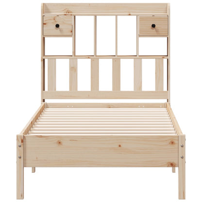 Solid Pine Wood Bookcase Bed Frame 75x190 cm Small Single