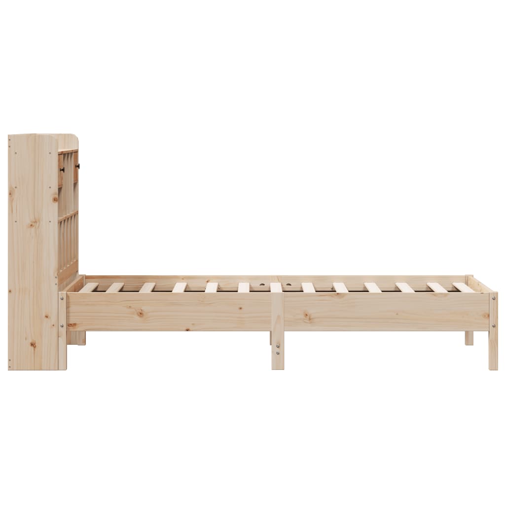 Solid Pine Wood Bookcase Bed Frame 75x190 cm Small Single
