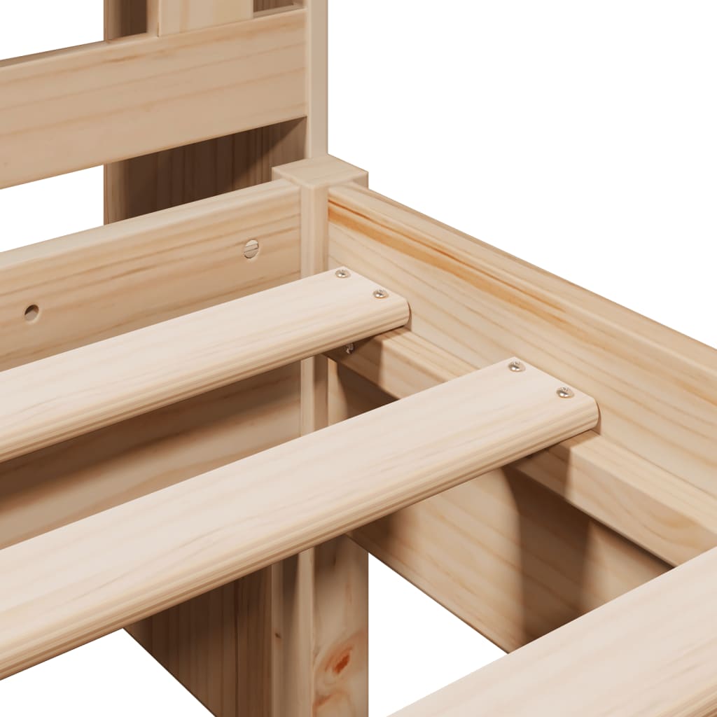 Solid Pine Wood Bookcase Bed Frame 75x190 cm Small Single