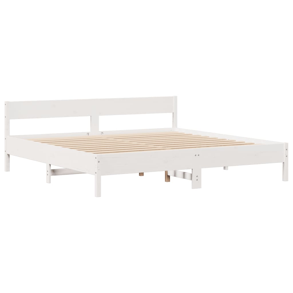 Solid Pine White Bookcase Bed, 200x200cm - Mattress Not Included