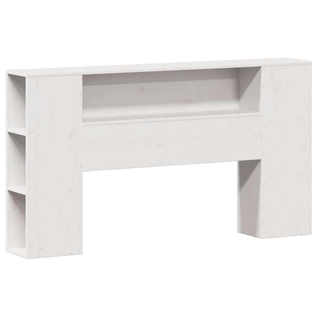 Solid Pine White Bookcase Bed Frame 140x200cm, No Mattress Included