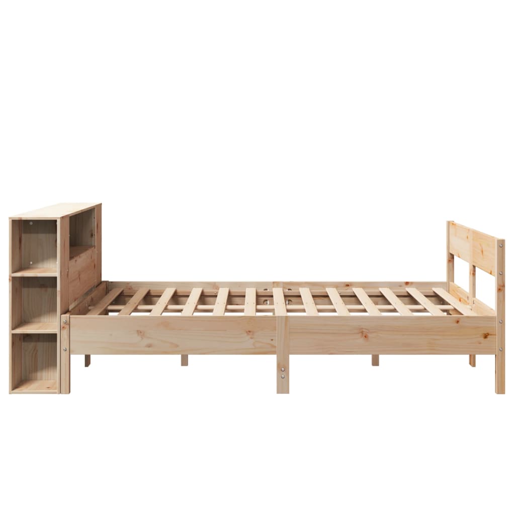 Solid Pine Wood Bookcase Bed, No Mattress, 120x200 cm