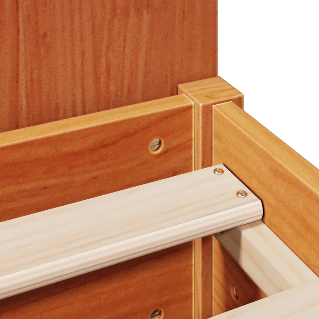 Solid Wood Pine Bookcase Bed, Wax Brown, Double 135x190 cm