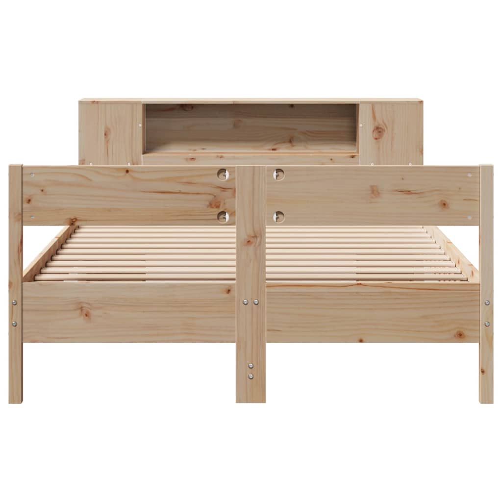 Solid Pine Small Double Bookcase Bed 120x190 cm - No Mattress
