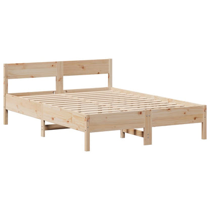 Solid Pine Small Double Bookcase Bed 120x190 cm - No Mattress
