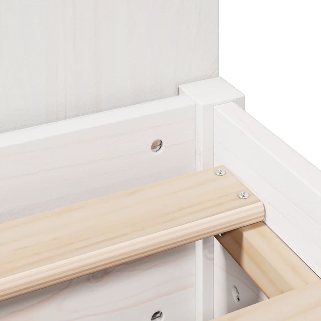 Solid Pine White Bookcase Bed Frame 100x200cm - No Mattress