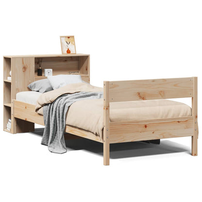 Solid Pine Bookcase Bed Frame 75x190cm - Small Single Size