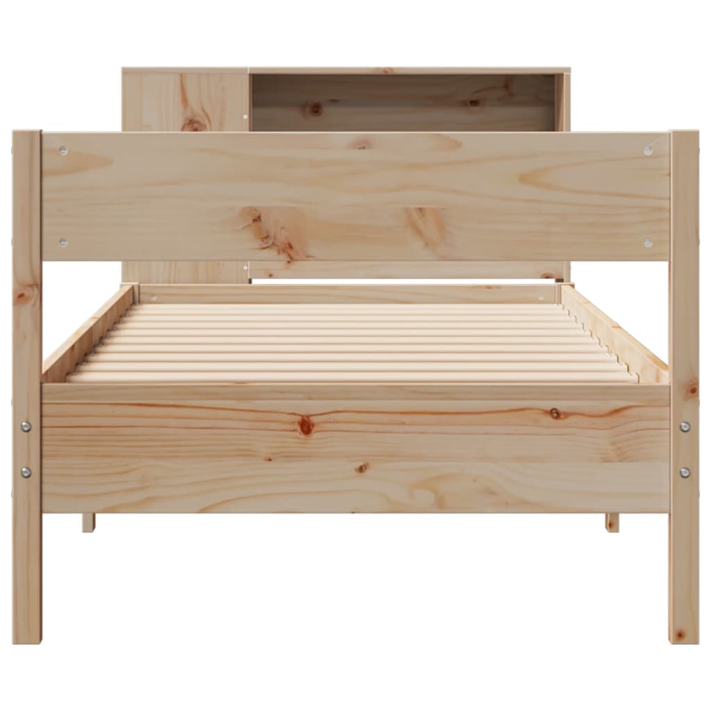 Solid Pine Bookcase Bed Frame 75x190cm - Small Single Size
