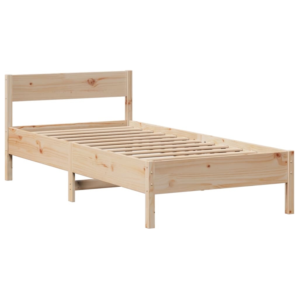 Solid Pine Bookcase Bed Frame 75x190cm - Small Single Size