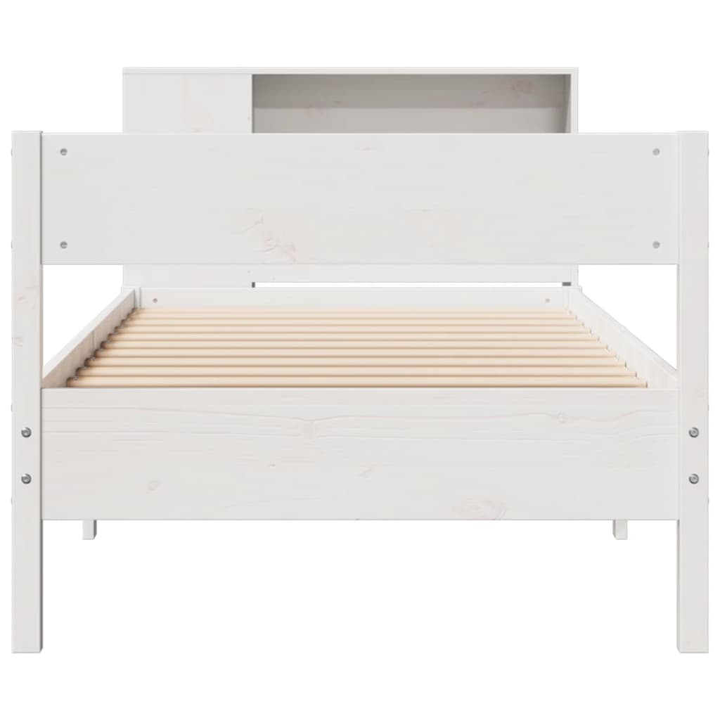 Solid Pine Bookcase Bed, White, 75x190cm Small Single Frame