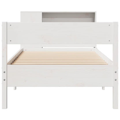 Solid Pine Bookcase Bed, White, 75x190cm Small Single Frame