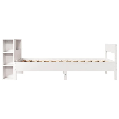 Solid Pine Bookcase Bed, White, 75x190cm Small Single Frame
