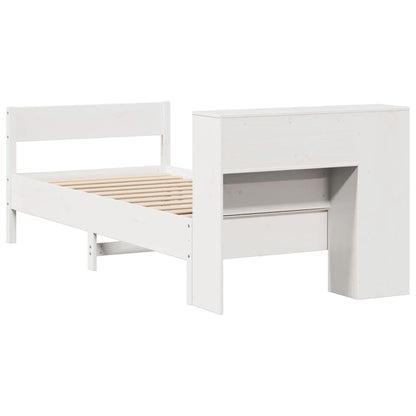 Solid Pine Bookcase Bed, White, 75x190cm Small Single Frame