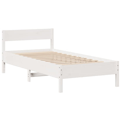 Solid Pine Bookcase Bed, White, 75x190cm Small Single Frame