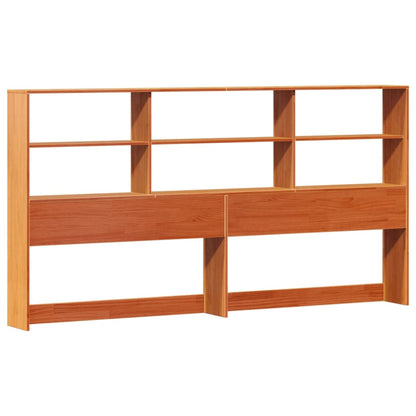 Solid Pine Wax Brown Bookcase Bed 200x200cm Frame, No Mattress