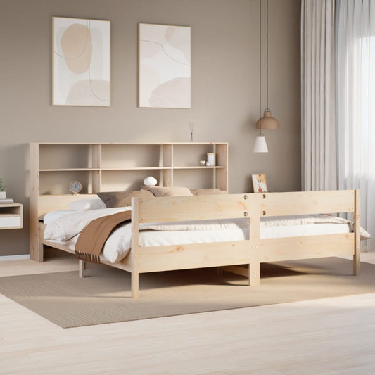 Solid Pine Bookcase Bed Frame 180x200 cm - Super King Size
