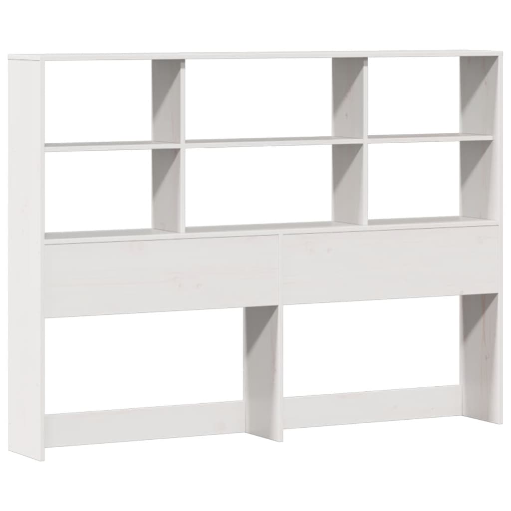 Solid Pine Bookcase Bed Frame, White, 160x200cm (Mattress Not Included)