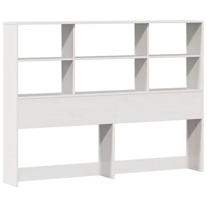 Solid Pine Bookcase Bed Frame, White, 160x200cm (Mattress Not Included)