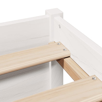 Solid Pine Bookcase Bed Frame, White, 160x200cm (Mattress Not Included)