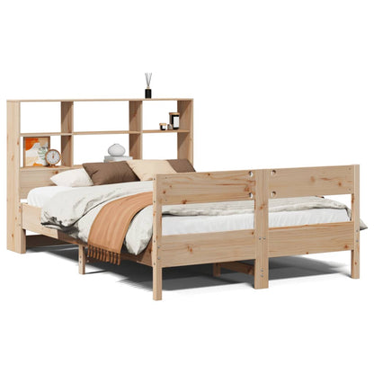 Solid Pine Wood Bookcase Bed Frame 140x200cm - No Mattress Included