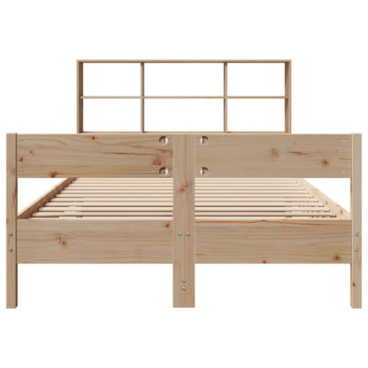 Solid Pine Wood Bookcase Bed Frame 140x200cm - No Mattress Included
