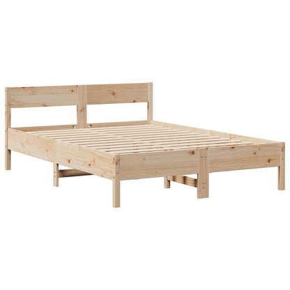 Solid Pine Wood Bookcase Bed Frame 140x200cm - No Mattress Included