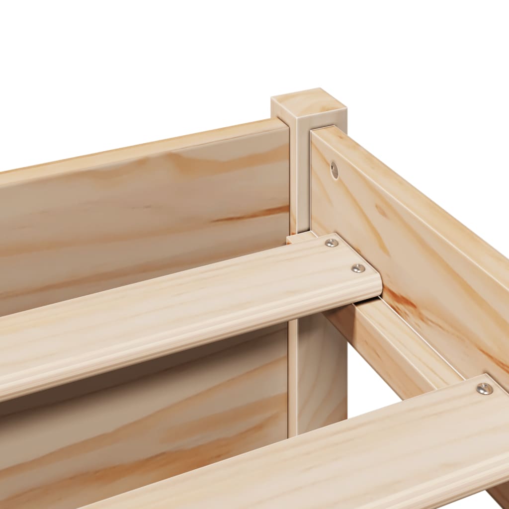 Solid Pine Wood Bookcase Bed Frame 140x200cm - No Mattress Included