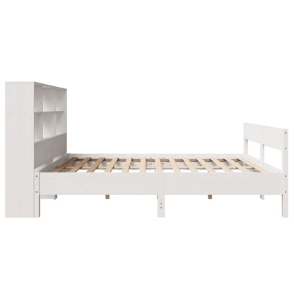 Solid Pine White Bookcase Bed Frame 120x200cm - No Mattress