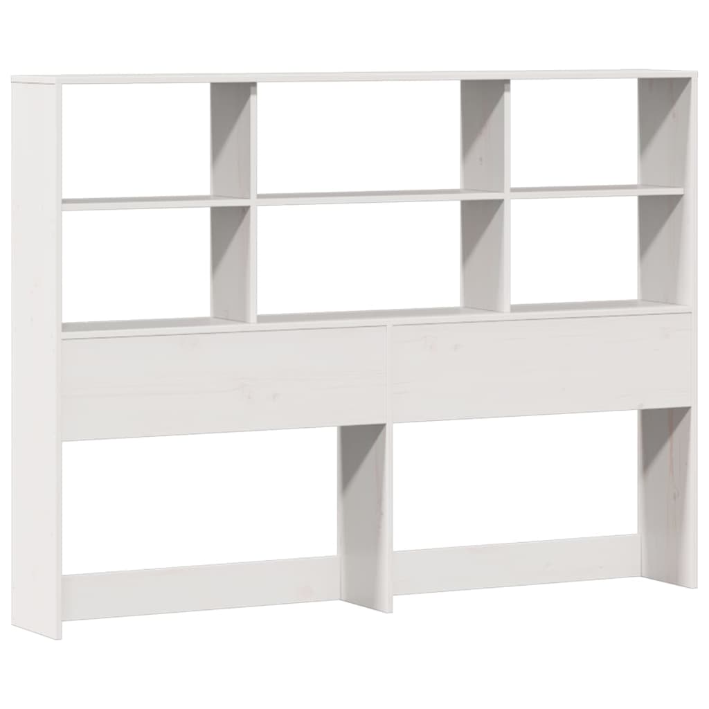 Solid Pine White Bookcase Bed Frame 120x200cm - No Mattress