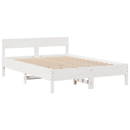 Solid Pine White Bookcase Bed Frame 120x200cm - No Mattress
