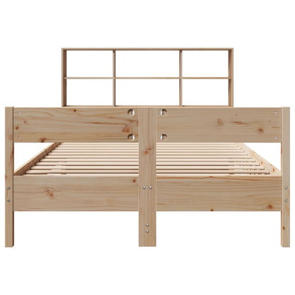 Solid Pine Bookcase Bed Frame 140x190cm - No Mattress Included