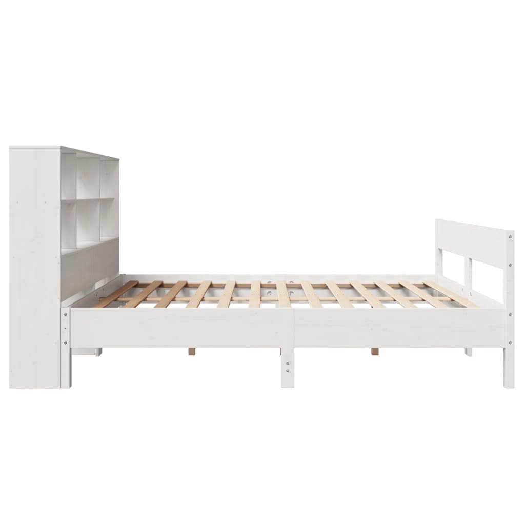 Solid Pine White Bookcase Bed 120x190cm Small Double Frame Only
