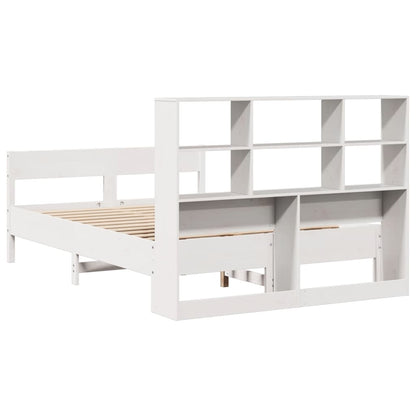 Solid Pine White Bookcase Bed 120x190cm Small Double Frame Only